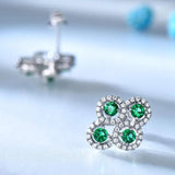 925 Silver Stud Earrings Created Emerald Sapphire Gemstone Earrings Women