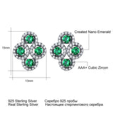 925 Silver Stud Earrings Created Emerald Sapphire Gemstone Earrings Women