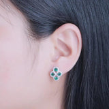 925 Silver Stud Earrings Created Emerald Sapphire Gemstone Earrings Women
