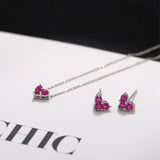 925 Silver Romantic Red Crystal Heart Earrings