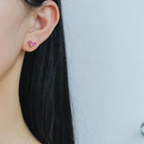 925 Silver Romantic Red Crystal Heart Earrings