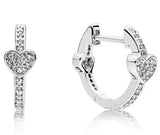 925 Silver Square Sparkle Hoop Earrings Wedding Party Jewelry