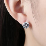 925 Silver 10mm Zircon Piercing Earrings for Women's Gift