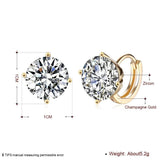 925 Silver 10mm Zircon Piercing Earrings for Women's Gift