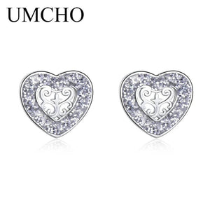925 Silver Heart Rose Stud Earrings Romantic Gift