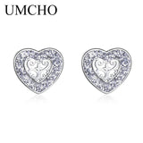 925 Silver Heart Rose Stud Earrings Romantic Gift