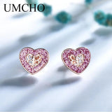 925 Silver Heart Rose Stud Earrings Romantic Gift