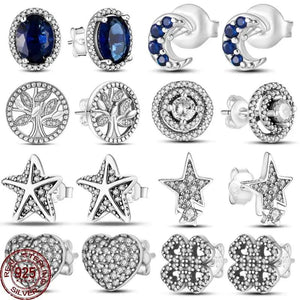 925 Silver Zircon CZ Studs Earrings Wedding Engagement Jewelry Gift