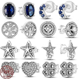 925 Silver Zircon CZ Studs Earrings Wedding Engagement Jewelry Gift