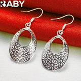 URBABY 925 Sterling Silver Flower Drop Earrings Wedding Engagement Charm