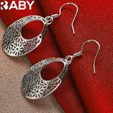 URBABY 925 Sterling Silver Flower Drop Earrings Wedding Engagement Charm