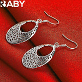 URBABY 925 Sterling Silver Flower Drop Earrings Wedding Engagement Charm
