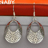 URBABY 925 Sterling Silver Flower Drop Earrings Wedding Engagement Charm