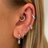 Square Crystal 925 Sterling Silver Earring Hoop 18K Fine Jewelry