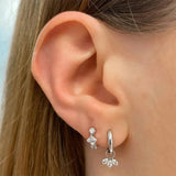 Square Crystal 925 Sterling Silver Earring Hoop 18K Fine Jewelry