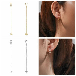 925 Silver Box Chain Tassel Earrings for Women