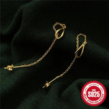 925 Silver Box Chain Tassel Earrings for Women