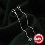 925 Silver Box Chain Tassel Earrings for Women