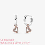 Freehand Heart Hoop Earrings Sterling Silver Jewelry For Woman