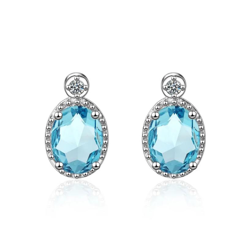 925 Silver Sapphire Drop Earring Female Gemstone Jewelry