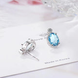 925 Silver Sapphire Drop Earring Female Gemstone Jewelry