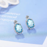 925 Silver Sapphire Drop Earring Female Gemstone Jewelry