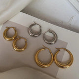 925 Silver Oval Ear Hoop Women Earrings Wedding Party Studs