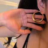 925 Silver Oval Ear Hoop Women Earrings Wedding Party Studs