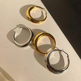 925 Silver Oval Ear Hoop Women Earrings Wedding Party Studs