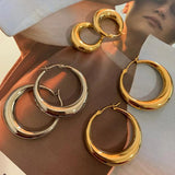 925 Silver Oval Ear Hoop Women Earrings Wedding Party Studs