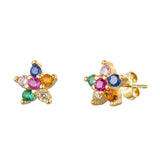925 Silver Multi-color Crystal Star/Flower Studs