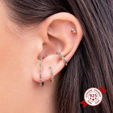 925 Silver Multi-color Crystal Star/Flower Studs