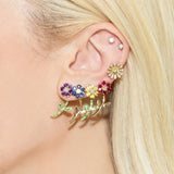 925 Silver Multi-color Crystal Star/Flower Studs