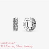 Double Band Pave Hoop Earrings Sterling Silver Jewelry For Women