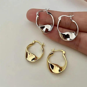 925 Sterling Silver European and American Twisted Earrings for Women