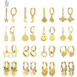 925 Silver Vintage Geometric Tassel Hoop Earrings for Women