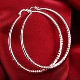 925 Silver Hoop Earrings for Women Wedding Jewelry Big Circle Earrings