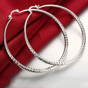 925 Silver Hoop Earrings for Women Wedding Jewelry Big Circle Earrings