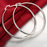 925 Silver Hoop Earrings for Women Wedding Jewelry Big Circle Earrings