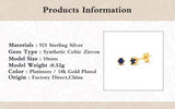925 Silver Round Zircon Stud Earrings Green Crystals Piercing Ear Studs