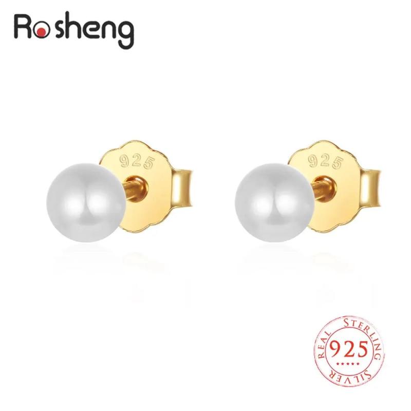 925 Silver Shell Pearl Stud Earrings for Women Girls