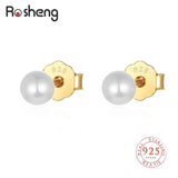925 Silver Shell Pearl Stud Earrings for Women Girls
