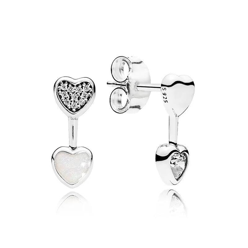 Heart Ribbons Love 925 Silver Earring Studs Elegant Jewelry Gift