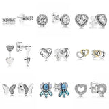 Heart Ribbons Love 925 Silver Earring Studs Elegant Jewelry Gift