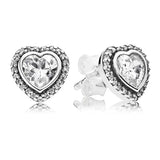 Heart Ribbons Love 925 Silver Earring Studs Elegant Jewelry Gift