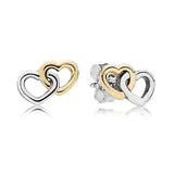 Heart Ribbons Love 925 Silver Earring Studs Elegant Jewelry Gift