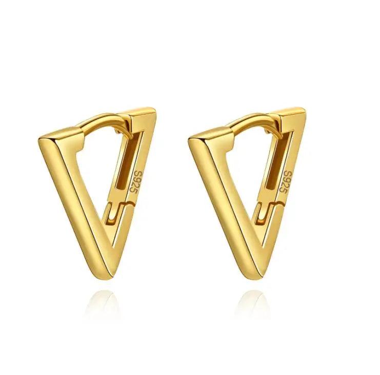 925 Silver Small Triangle Geometric Hoop Earring BSE863