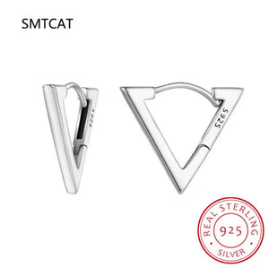 925 Silver Small Triangle Geometric Hoop Earring BSE863