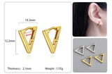 925 Silver Small Triangle Geometric Hoop Earring BSE863