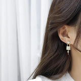14k Gold Plated Zircon Lock Key Earrings for Women